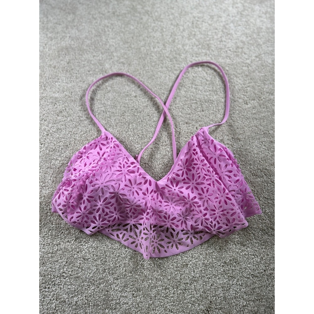 Ninety Five Women's Swimwear Bikini Top Lilac G/LG Laser‎ Cut Floral